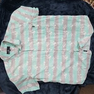 Molokai Surf Co. Striped Short Sleeve Button-Down XXL - Beachy & Bold